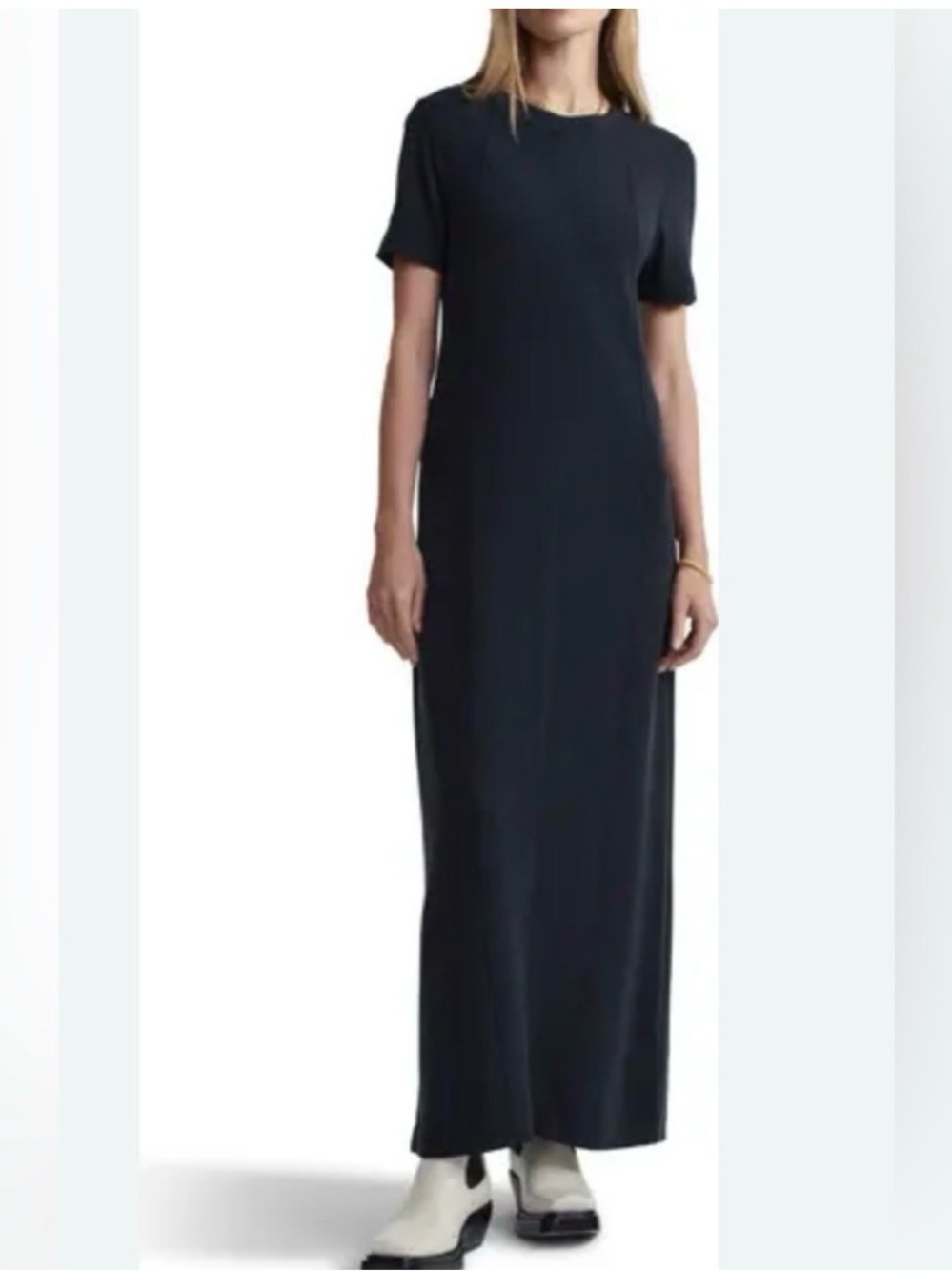 Varley Black Short-Sleeve Maxi Crewneck Dress